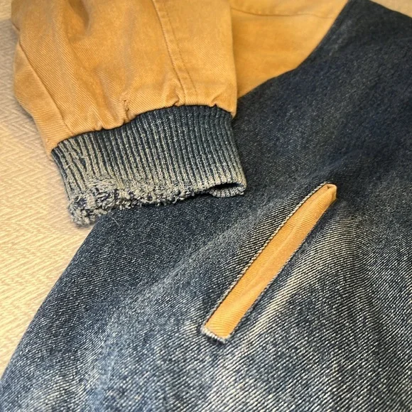 CP Rail Denim Varsity Jacket. Canadian Pacific railway Vintage Jacket. Medium - Picture 4 of 16